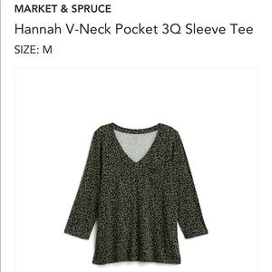Market & Spruce - Hannah V-Neck Pocket 3Q Sleeve Tee